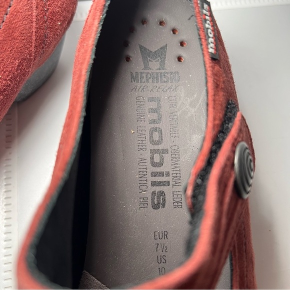 MEPHISTO Mary Jane Pumps Heels Sz 10 Red Suede Leather Comfort - Picture 10 of 13